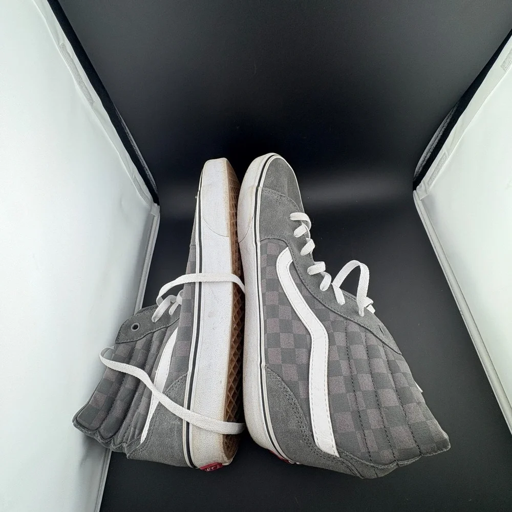 Vans Filmore Hightop Mens US 12 Skateboard Shoes Gray Checkerboard Suede Sneaker